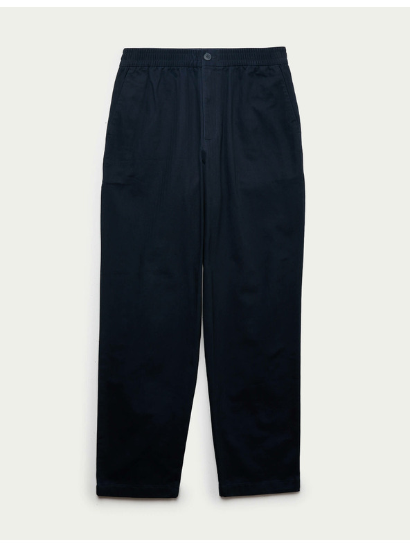 Marks & Spencer Панталони с рибена кост, от чист памук Marks & Spencer тъмносин