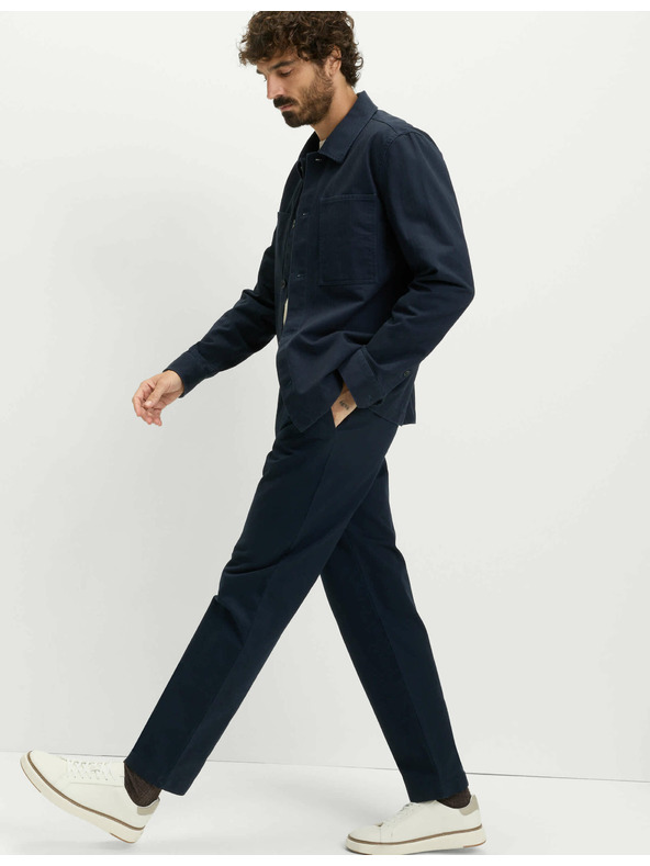 Marks & Spencer Панталони с рибена кост, от чист памук Marks & Spencer тъмносин