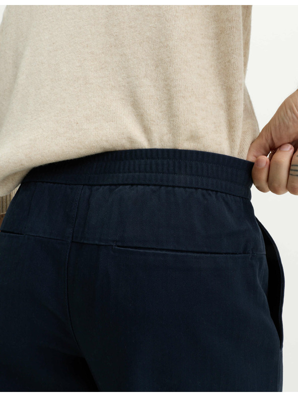 Marks & Spencer Панталони с рибена кост, от чист памук Marks & Spencer тъмносин