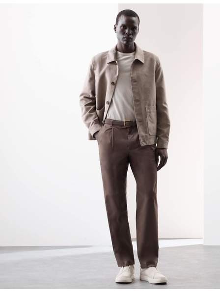 Marks & Spencer Супер леки chino панталони, леко стеснена кройка Marks & Spencer кафяв