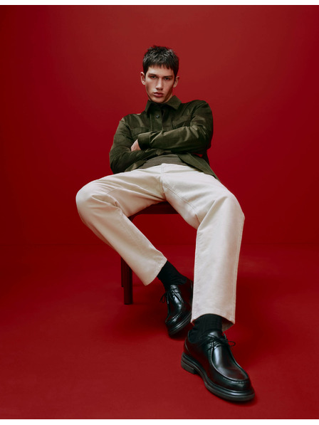 Marks & Spencer Италиански мек плат панталони права кройка, 5 джоба Marks & Spencer бежов