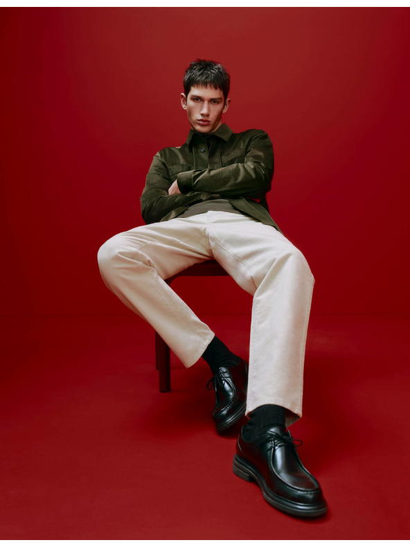 Marks & Spencer Италиански мек плат панталони права кройка, 5 джоба Marks & Spencer бежов