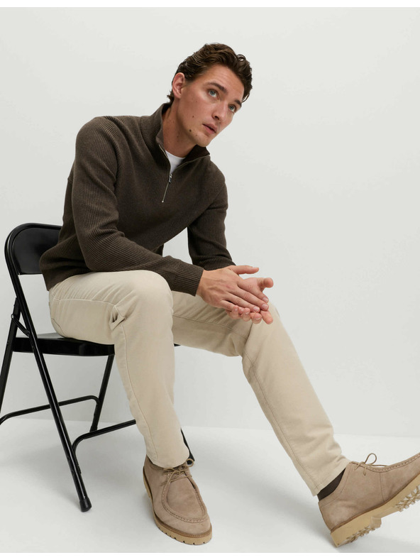 Marks & Spencer Италиански мек плат панталони права кройка, 5 джоба Marks & Spencer бежов