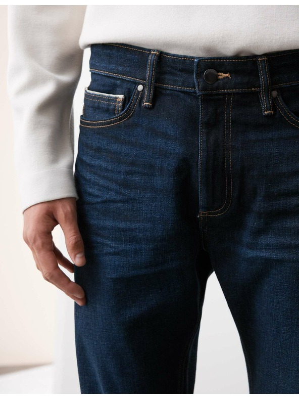 Marks & Spencer Еластични дънки в японски стил, тясна кройка Marks & Spencer тъмносин