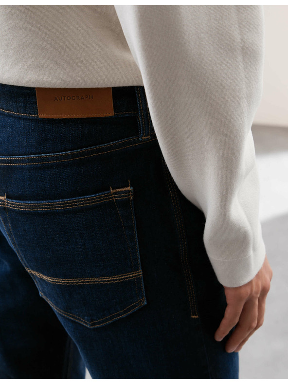 Marks & Spencer Еластични дънки в японски стил, тясна кройка Marks & Spencer тъмносин