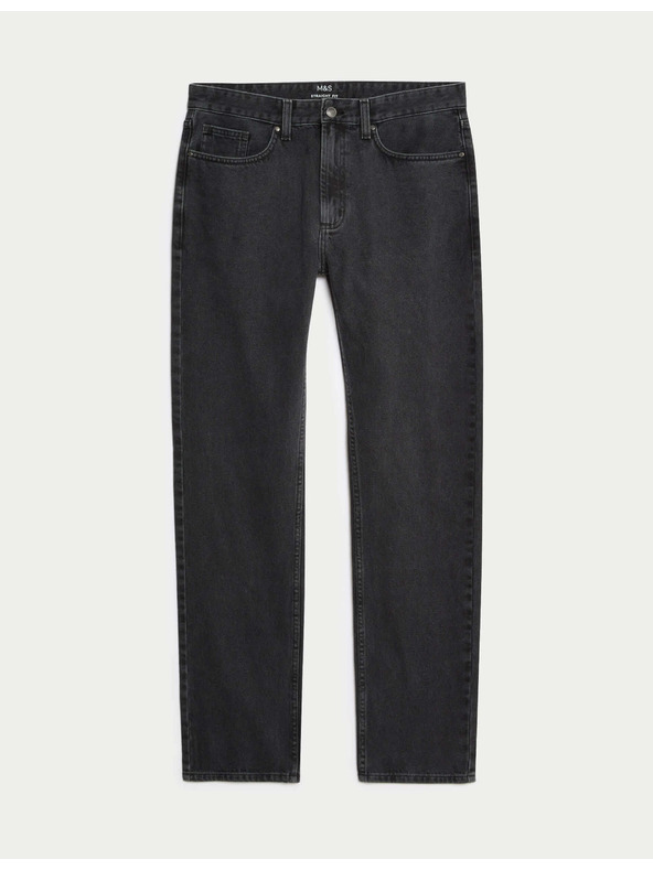 Marks & Spencer Гладки дънки с права кройка от чист памук Marks & Spencer сиви