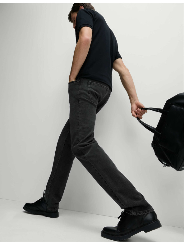 Marks & Spencer Гладки дънки с права кройка от чист памук Marks & Spencer сиви