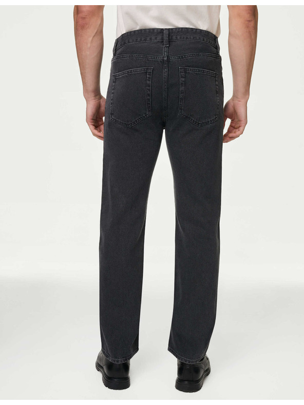 Marks & Spencer Гладки дънки с права кройка от чист памук Marks & Spencer сиви