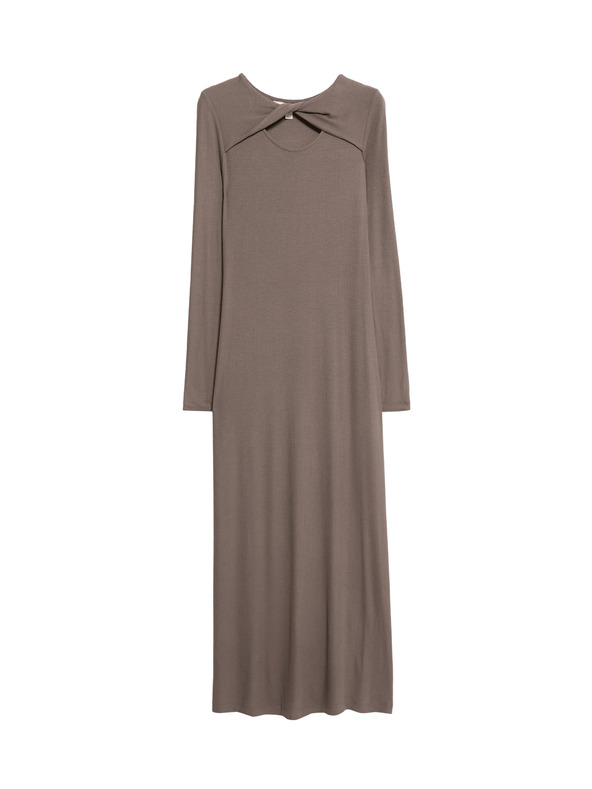 Marks & Spencer Трикотажни ребрести миди рокли с права кройка Marks & Spencer кафяви