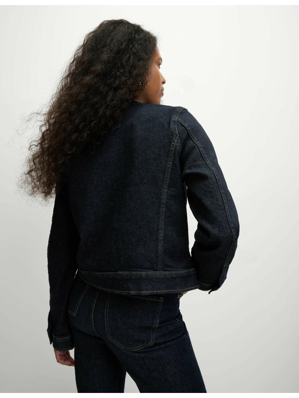 Marks & Spencer Разкопчаваща се дънкова риза без яка Marks & Spencer тъмносин