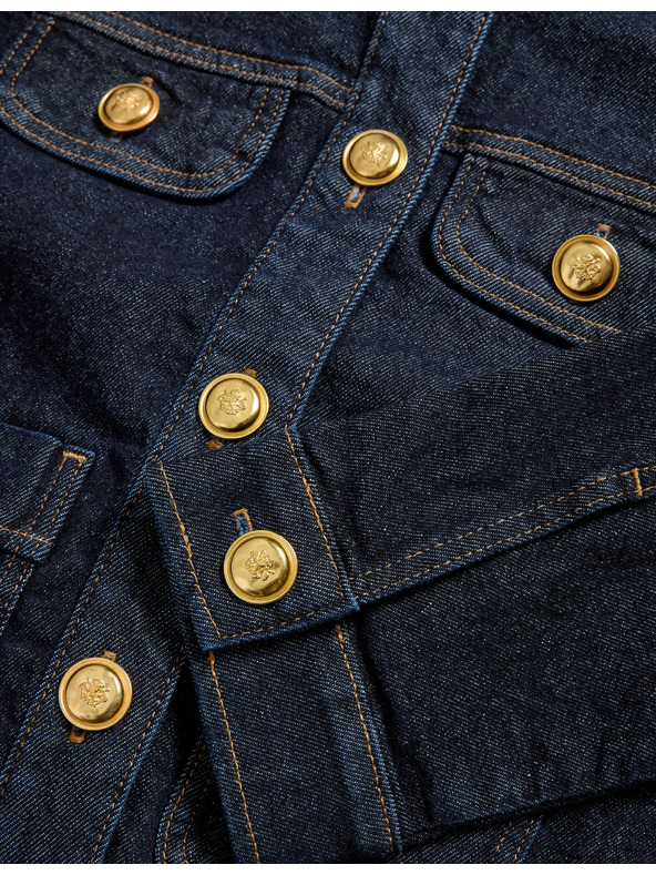 Marks & Spencer Разкопчаваща се дънкова риза без яка Marks & Spencer тъмносин