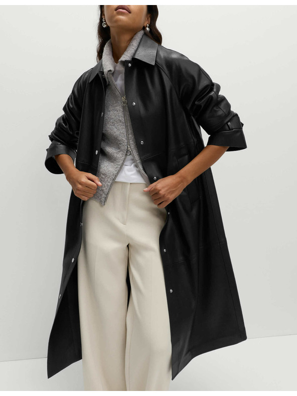 Marks & Spencer Дълго палто от изкуствена кожа с яка Marks & Spencer черен