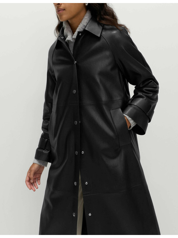 Marks & Spencer Дълго палто от изкуствена кожа с яка Marks & Spencer черен