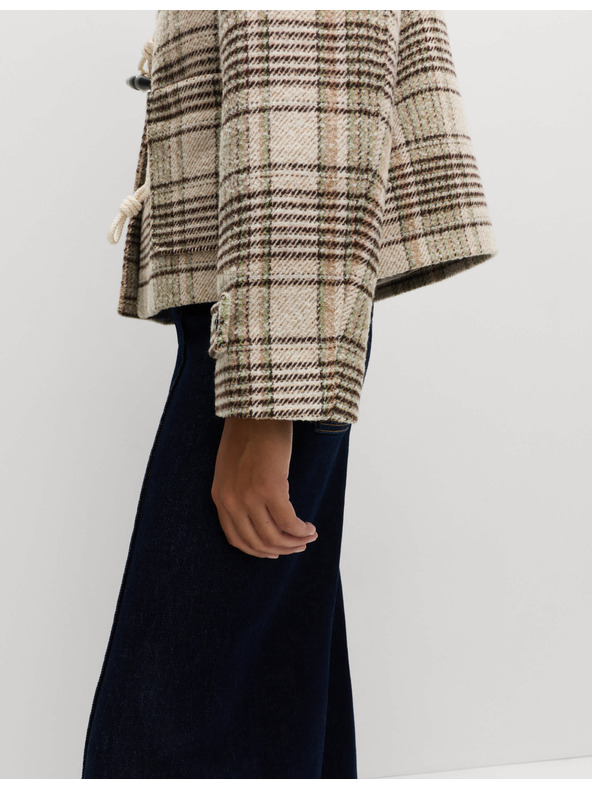 Marks & Spencer Карирано вълнено палто с качулка Marks & Spencer бежов
