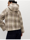 Marks & Spencer Карирано вълнено палто с качулка Marks & Spencer бежов