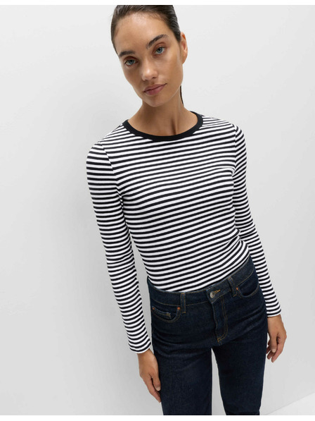 Marks & Spencer Ребрест топ с висок дял памук Marks & Spencer бял