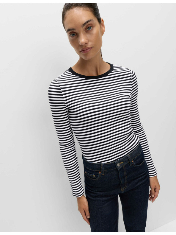 Marks & Spencer Ребрест топ с висок дял памук Marks & Spencer бял