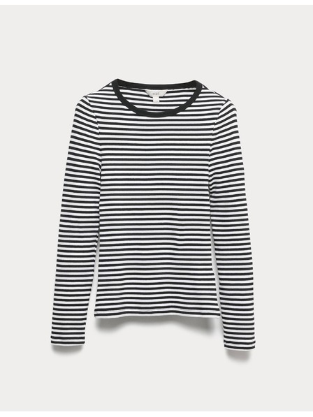 Marks & Spencer Ребрест топ с висок дял памук Marks & Spencer бял