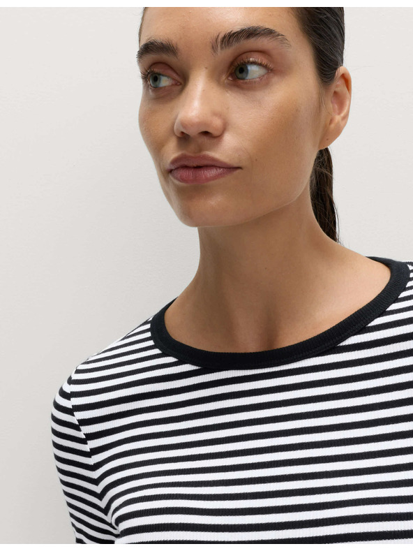 Marks & Spencer Ребрест топ с висок дял памук Marks & Spencer бял