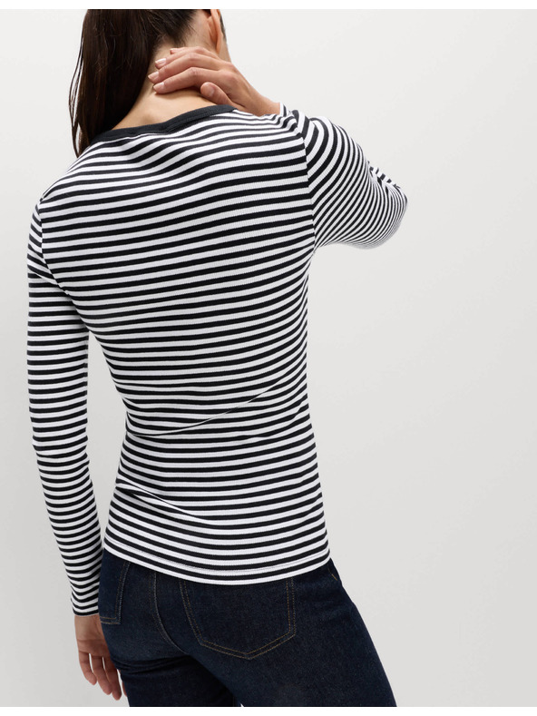 Marks & Spencer Ребрест топ с висок дял памук Marks & Spencer бял