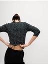 Marks & Spencer Топ от чист памук с лодкообразно деколте и принт, прилепнала кройка Marks & Spencer черен
