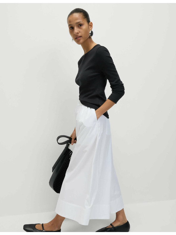 Marks & Spencer Ребрест топ с висок дял памук Marks & Spencer черен