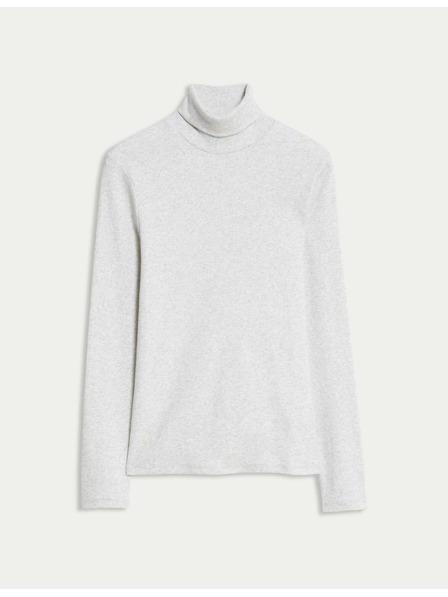 Marks & Spencer Ребрест топ с висока яка и висок дял памук Marks & Spencer кремав