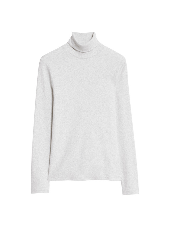 Marks & Spencer Ребрест топ с висока яка и висок дял памук Marks & Spencer кремав