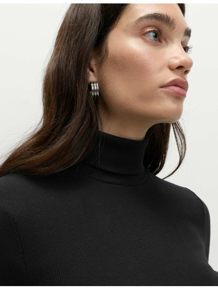 Marks & Spencer Ребрест топ с висока яка и висок дял памук Marks & Spencer черен