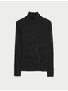 Marks & Spencer Ребрест топ с висока яка и висок дял памук Marks & Spencer черен