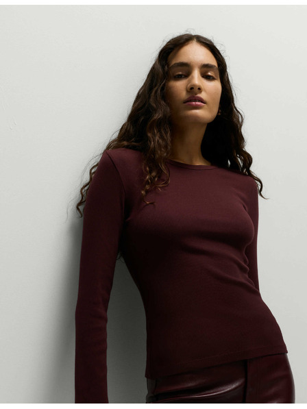 Marks & Spencer Ребрест топ с висок дял памук Marks & Spencer червен