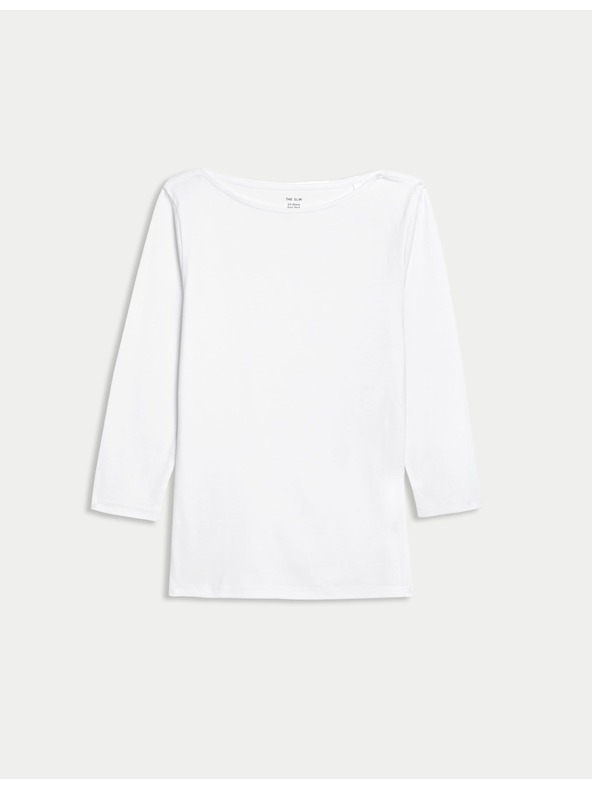 Marks & Spencer Топ с тясна кройка, от чист памук Marks & Spencer бял