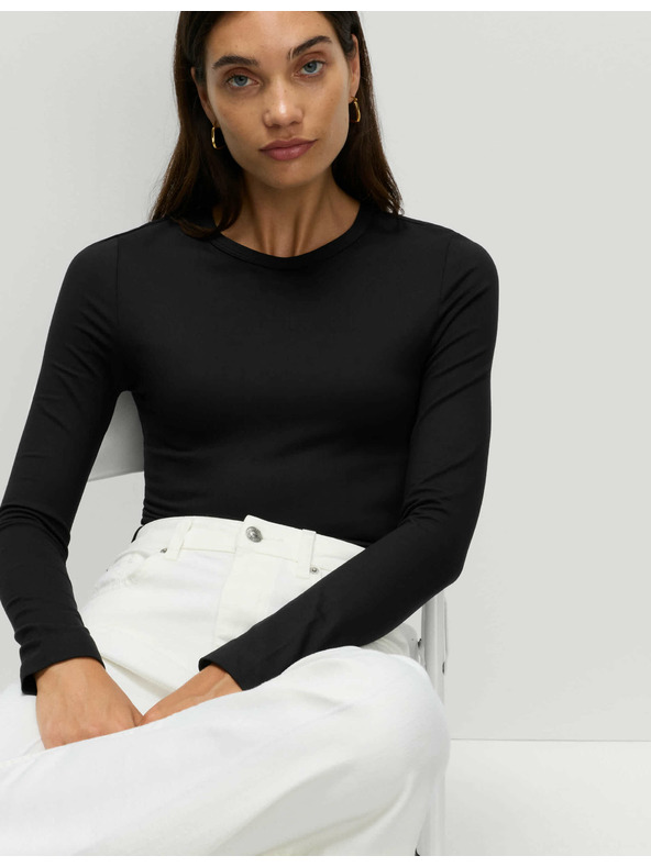 Marks & Spencer Топ с дълги ръкави в тясна кройка Marks & Spencer черен