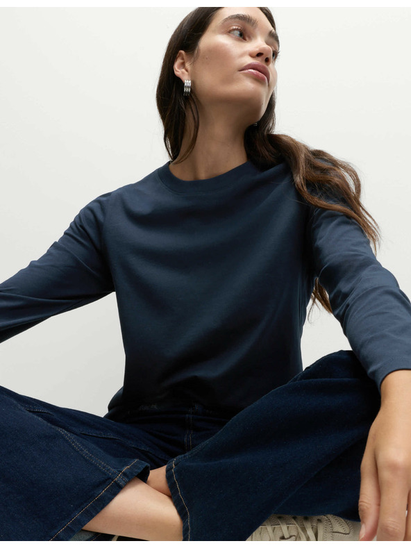 Marks & Spencer Топ от чист памук за ежедневно носене Marks & Spencer тъмносин