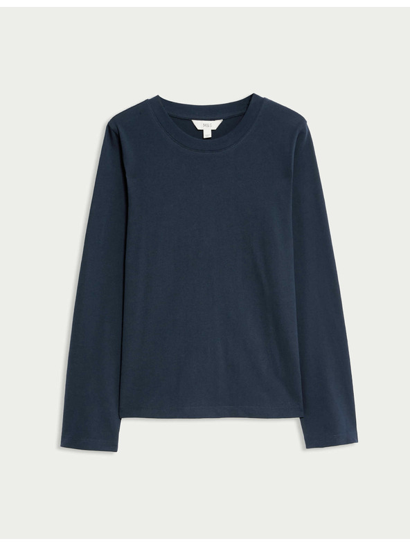 Marks & Spencer Топ от чист памук за ежедневно носене Marks & Spencer тъмносин