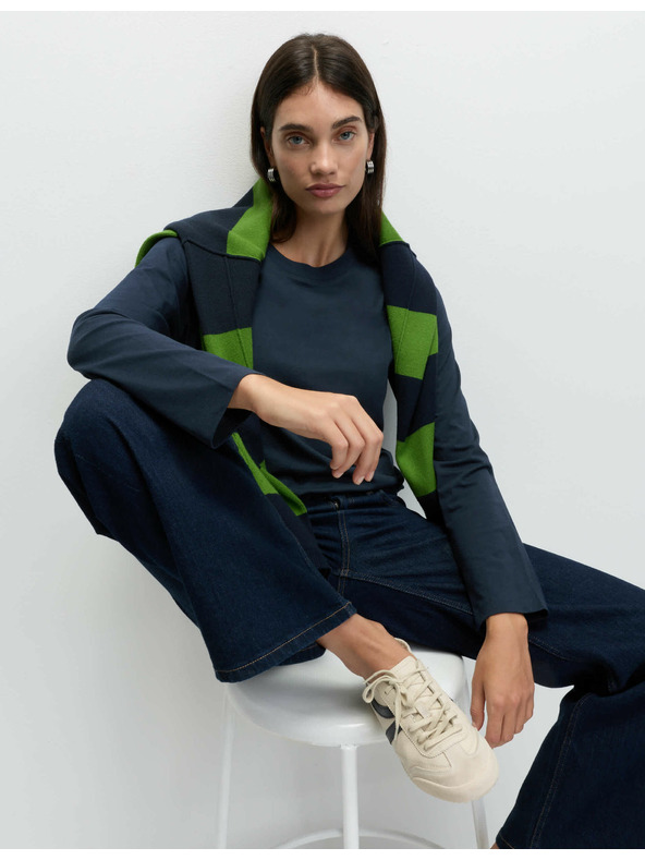 Marks & Spencer Топ от чист памук за ежедневно носене Marks & Spencer тъмносин