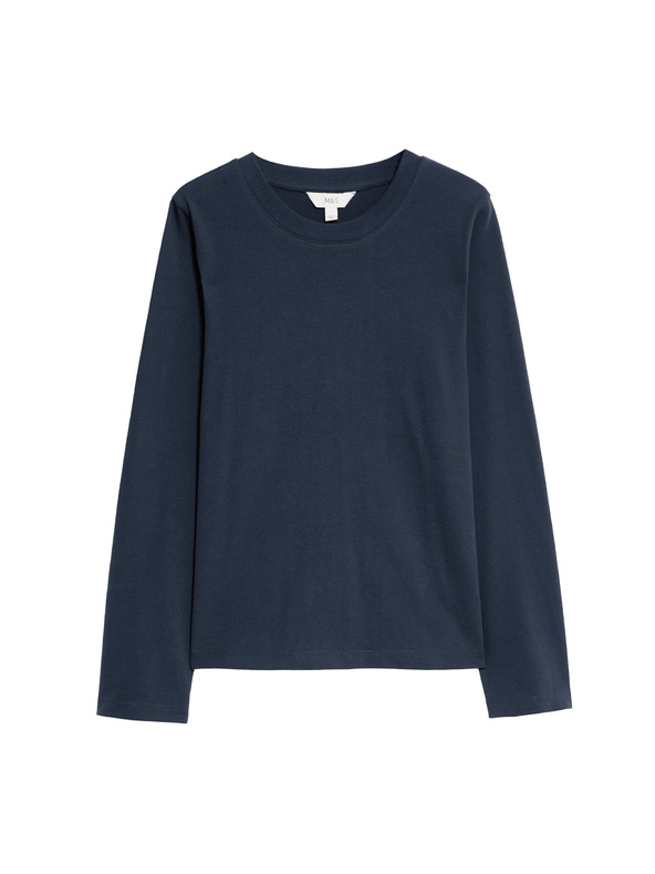 Marks & Spencer Топ от чист памук за ежедневно носене Marks & Spencer тъмносин