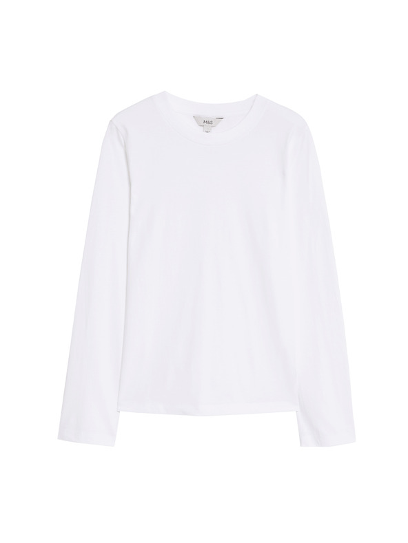 Marks & Spencer Топ от чист памук за ежедневно носене Marks & Spencer бял