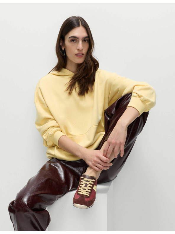 Marks & Spencer Суитшърт с качулка с висок дял памук Marks & Spencer бежово