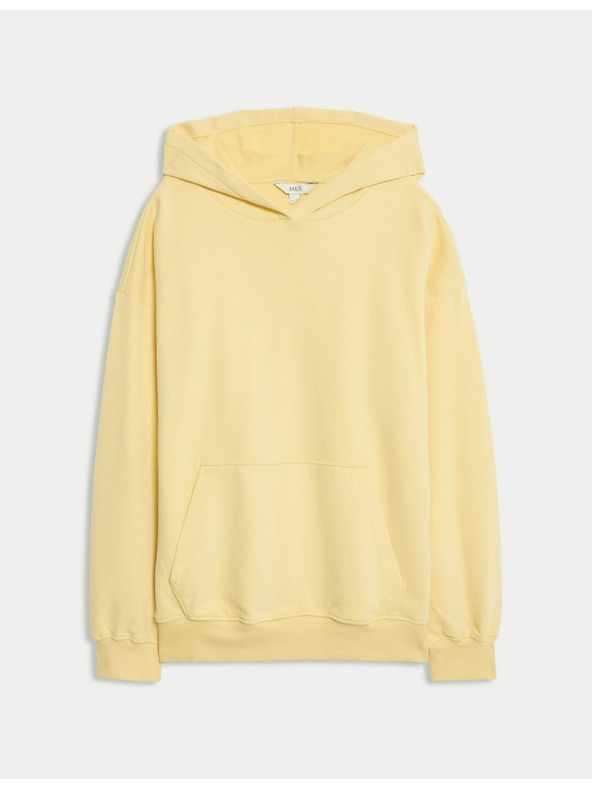 Marks & Spencer Суитшърт с качулка с висок дял памук Marks & Spencer бежово