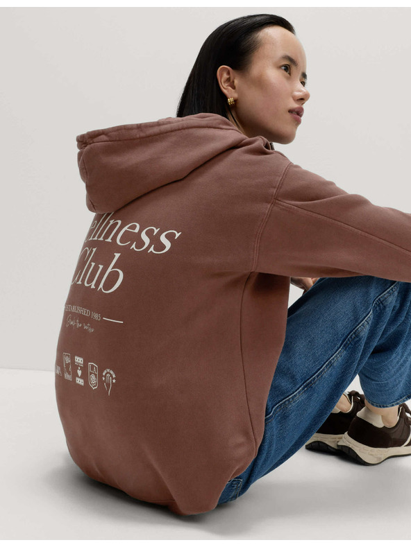 Marks & Spencer Суитшърт с качулка и щампа от чист памук Marks & Spencer кафяво