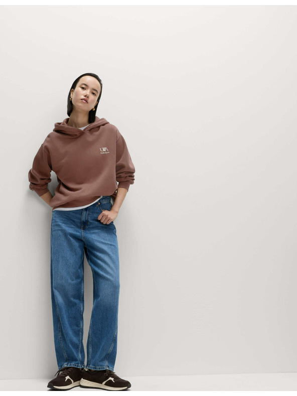 Marks & Spencer Суитшърт с качулка и щампа от чист памук Marks & Spencer кафяво