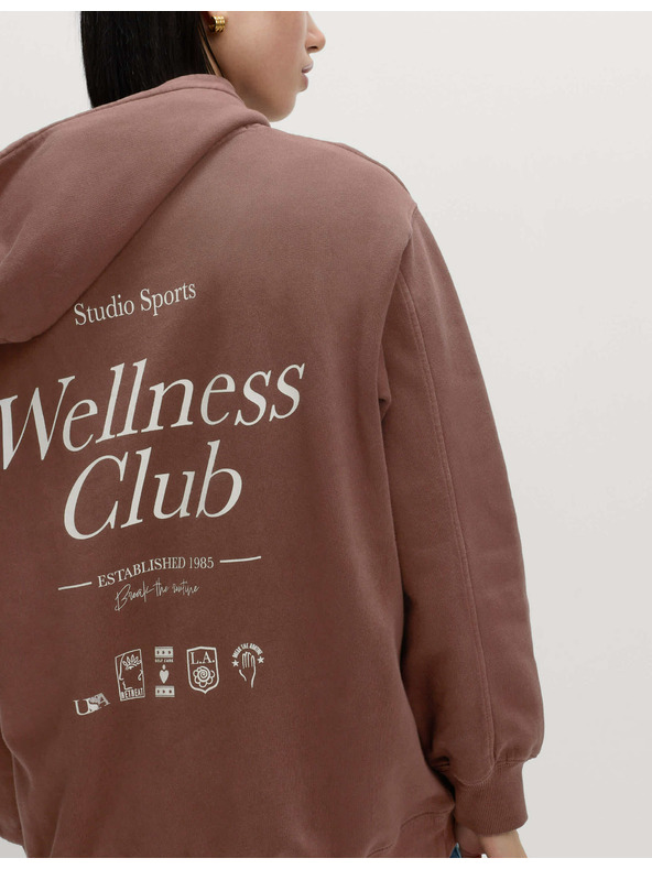 Marks & Spencer Суитшърт с качулка и щампа от чист памук Marks & Spencer кафяво