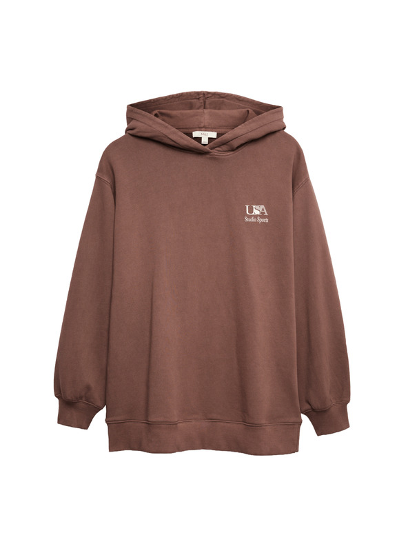 Marks & Spencer Суитшърт с качулка и щампа от чист памук Marks & Spencer кафяво