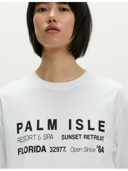 Marks & Spencer Тениска в по-голям размер с надпис от чист памук Marks & Spencer кафяво