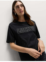 Marks & Spencer Декорирана тениска Lucky от чист памук Marks & Spencer черно