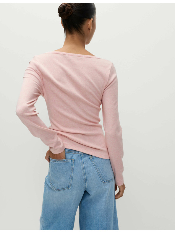 Marks & Spencer Топ с овален деколте, с разкопчаване и висок дял памук Marks & Spencer розово