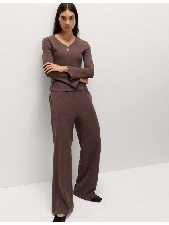 Marks & Spencer Удобен топ с разрязано деколте и разширени ръкави Marks & Spencer червен