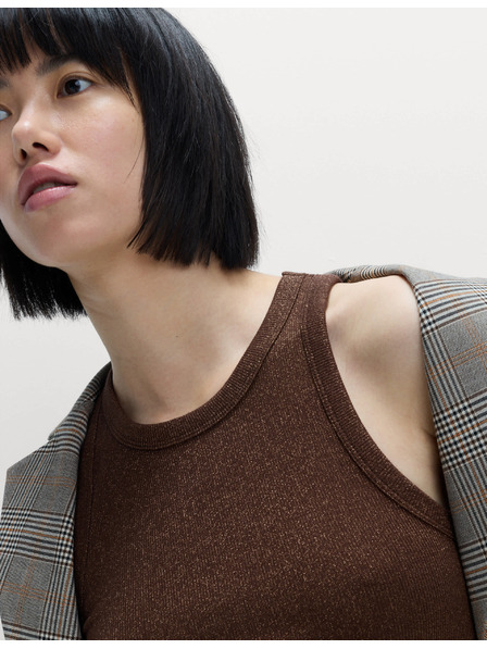 Marks & Spencer Блестящ потник с висок процент памук Marks & Spencer кафяв