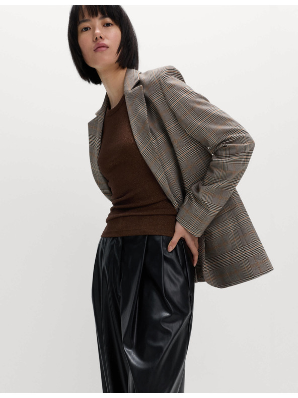 Marks & Spencer Блестящ потник с висок процент памук Marks & Spencer кафяв